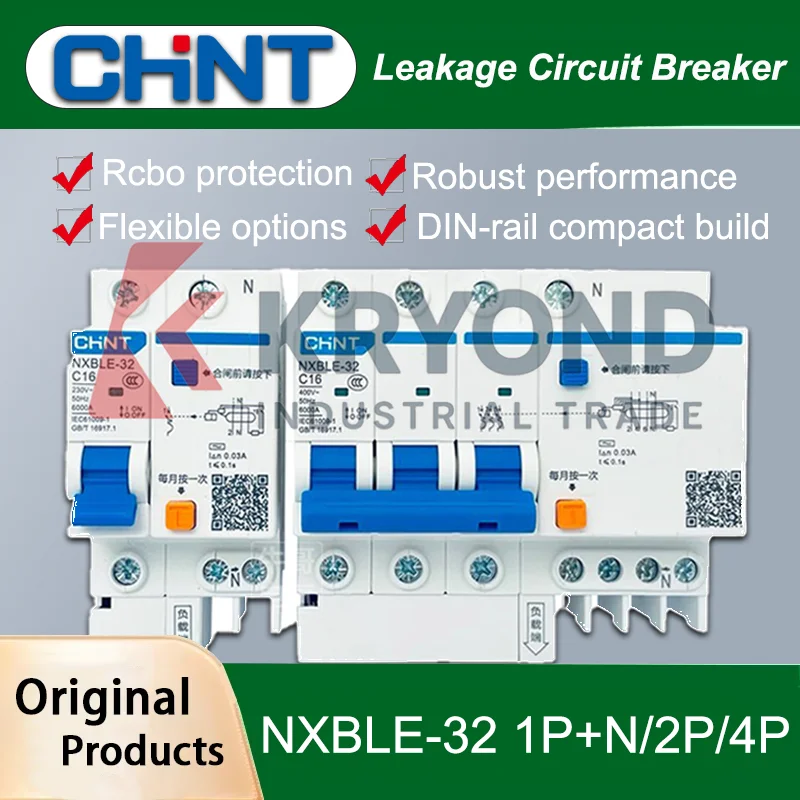 

CHNT NXBLE-32 RCBO Автоматический выключатель остаточного тока 1P N 6kA 30mA 230V Защита MCB для домашней промышленности Оригинальный продукт переменного тока