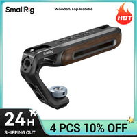 SmallRig Wooden Top Handle with Cold Shoe Mount/ with NATO Clamp/with 1/4''-20 and ARRI 3/8''-16 Locating Screw Camera Handles