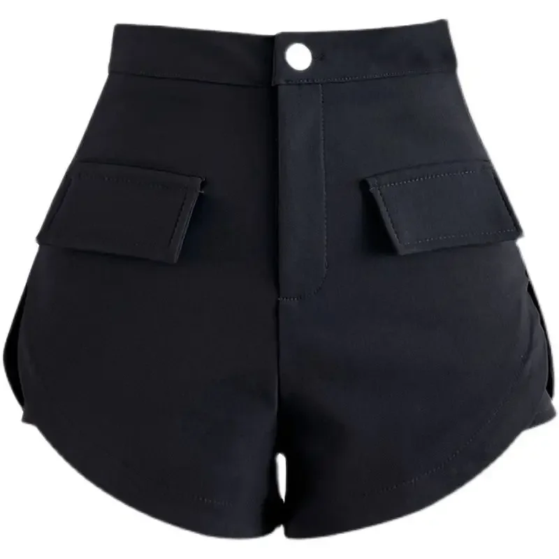 Summer New Black High Waist Shorts Solid Color Slim Plus Size All-match Simplicity Hot Pants Casual Fashion Trend Women Clothing