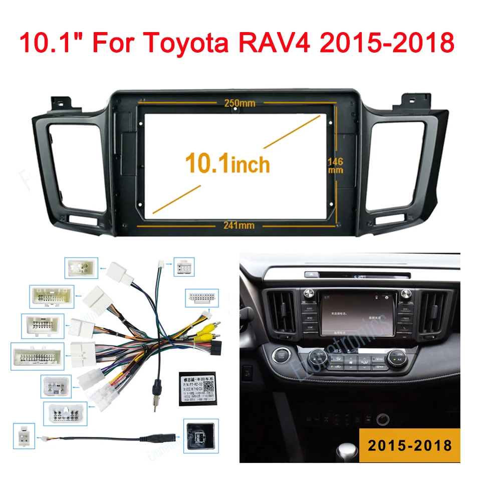 

1/2Din Car DVD Only Frame Audio Fitting Adaptor Dash Trim Kits Facia Panel 10.1" For Toyota RAV4 2015-18 Double Din Radio Player