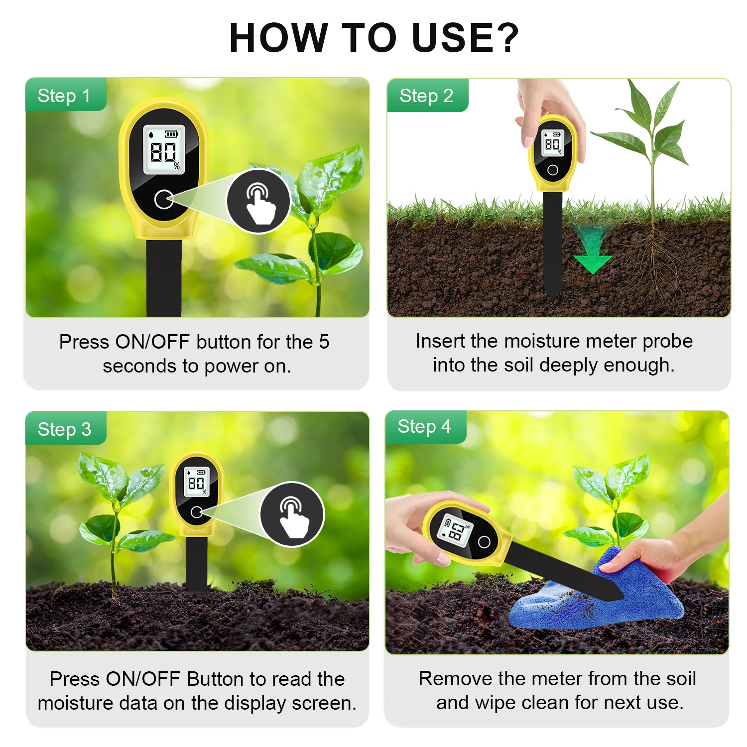Sensore di umiditร del suolo Monitor piante strumento di test umido igrometro del suolo rilevatore di piante cura del giardino misuratore di umiditร