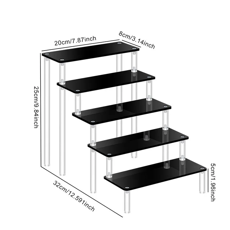 Display Blind Rack for Handmade Toy, Building Block Model, Doll Shelf, Office Cosmetics Storage Rack, Black, 1-5 Layer