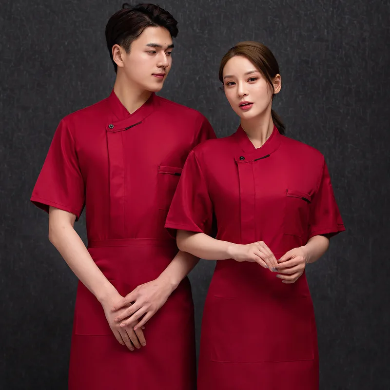 Hotel Chef Overalls Short Sleeve Men'S Restaurant Ding Room Baking Pastry Cook Canteen Breathable Tooling Women'S Logo