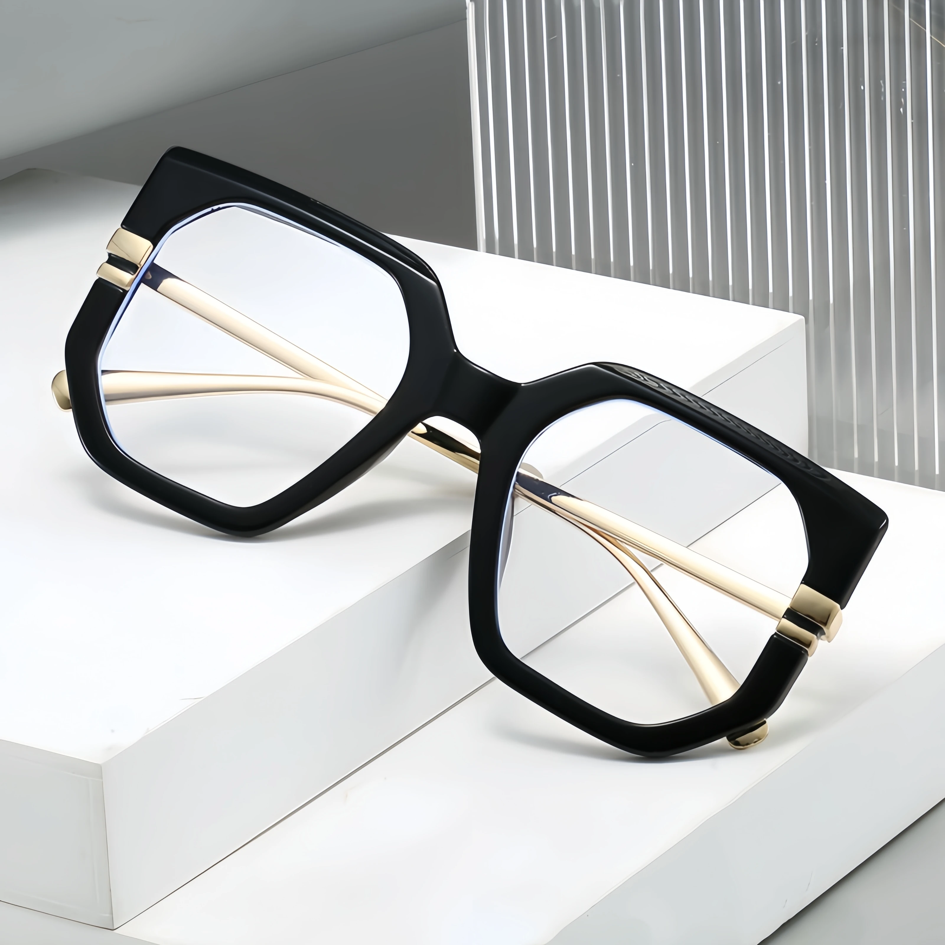 Fashionable Large-Frame Irregular-Shaped Eyeglass Frames for Women, Trendy and Decorative, Street Style, Anti-Blue Light Glasses