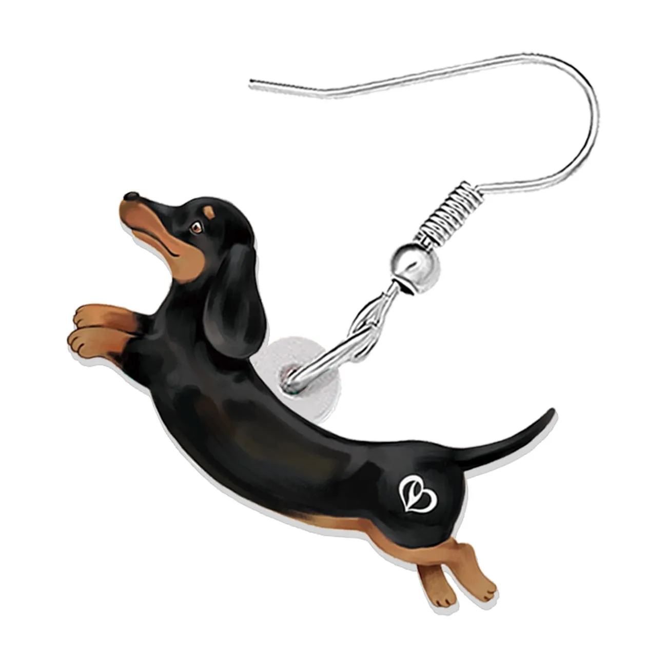 BONSNY Acrylic Running Black Dachshund Dog Earrings Fun Animal Drop Dangle Jewelry Gifts for Women Girls Kids Teens Dog Lovers