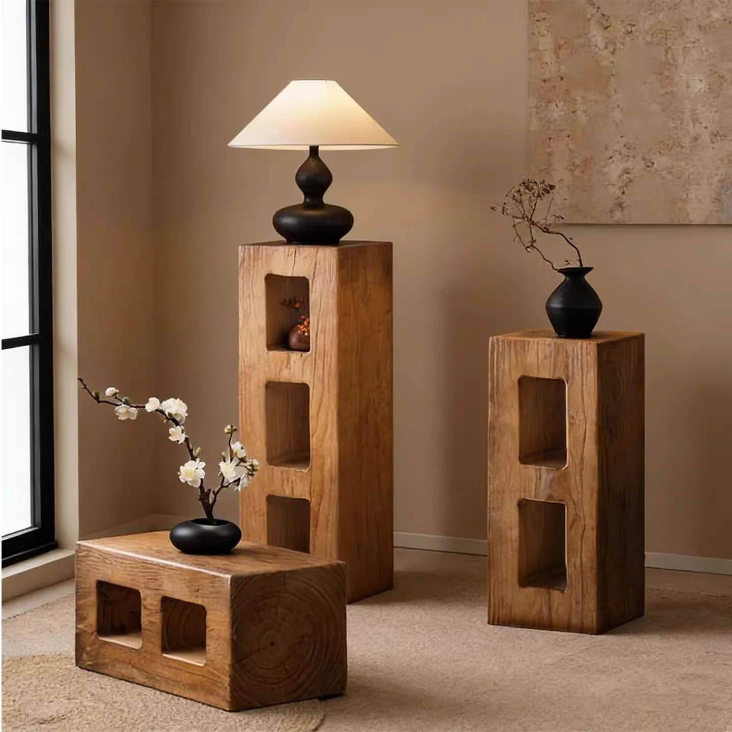 LH medieval wooden pier, coffee table, sofa edge, tree stump, homestay decorative base ornament