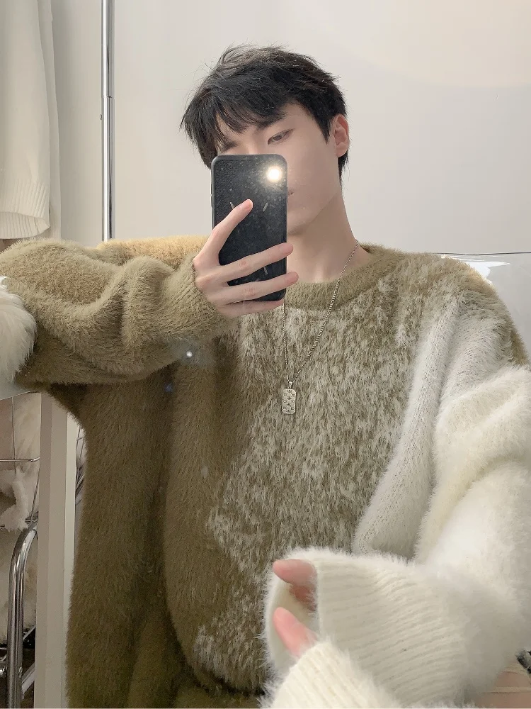 

Soft Sweater Men's Autumn Winter Loose round Ne Knitted Sweater adual Color Youth Teenager Woolen irt Comfortable Sensa...