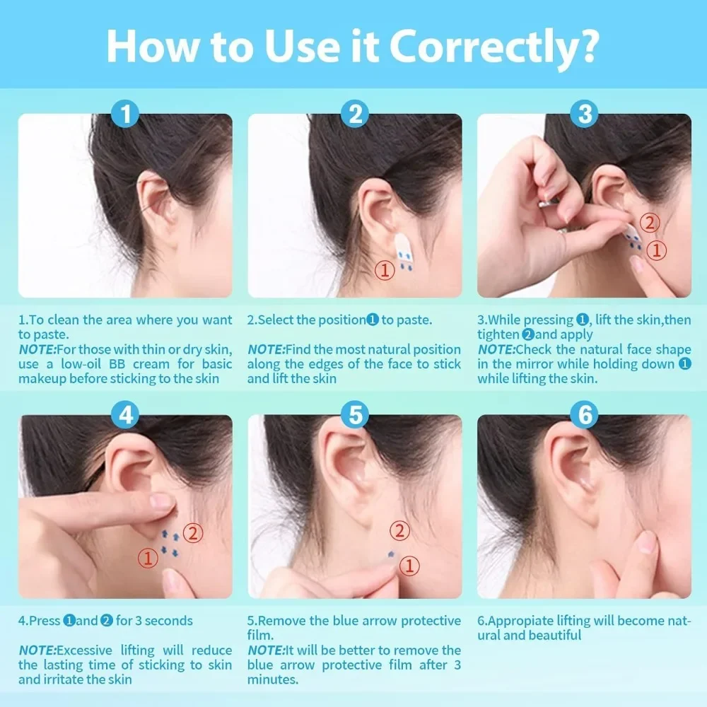 เทปกาวยกกระชับใบหน้าแบบกันน้ำ 50/100 ชิ้น ใหม่ โปร่งใส มองไม่เห็นรอยต่อ เทปกาวติดแต่งหน้า ยกกระชับแก้ม