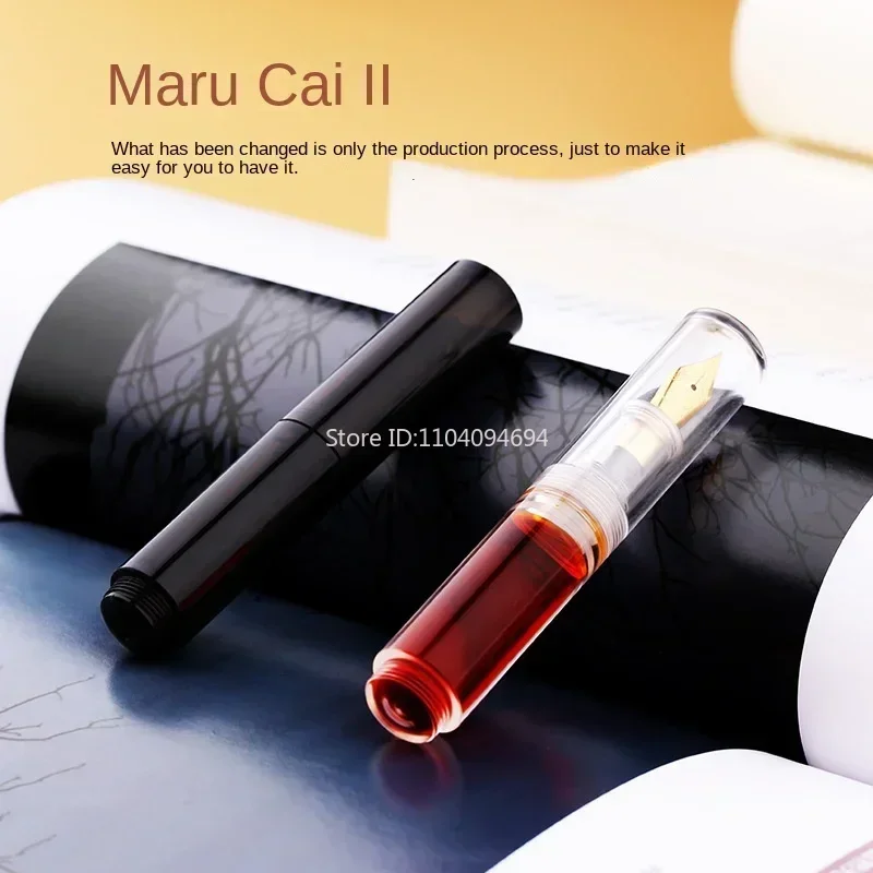 Majohn Wancai Forest Green Portable Mini Transparent Palm Short Fountain Pen, Travel Ink Pen Iridium EF/F Nib Writing Gift Set