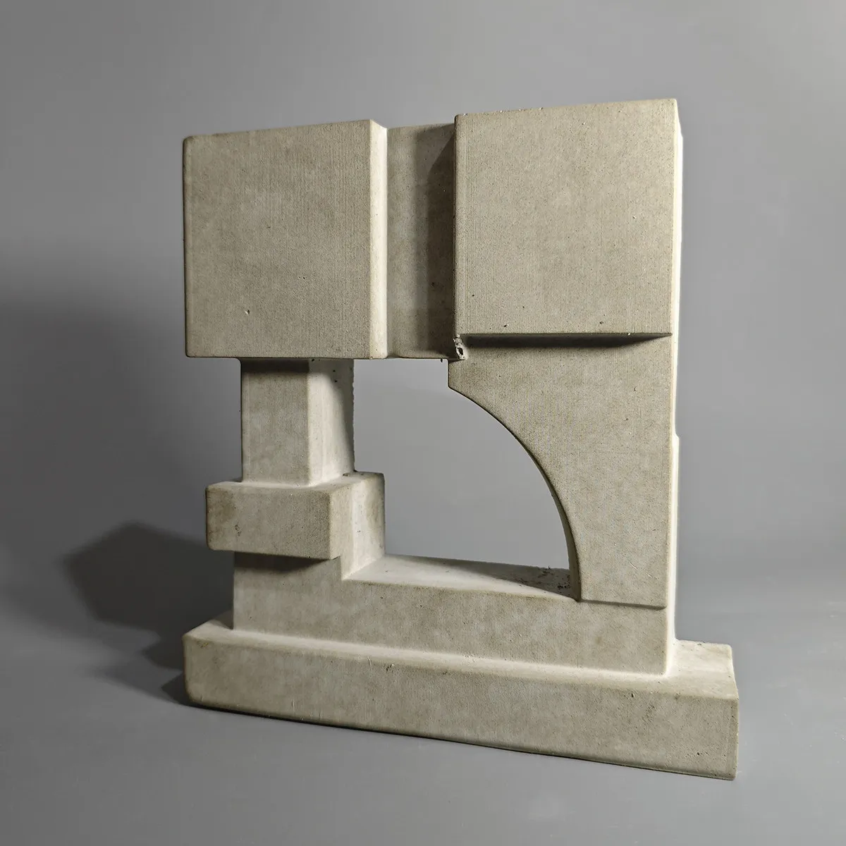 Minimalist geometric architectural shallow relief cement/plaster three-dimensional art piece, Nordic decorative item