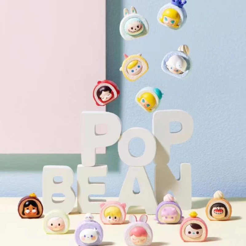 Pop Bean Colorful Cream Roll Series Cute Anime Figure Doll Kawaii Model Mystery Box Kids Christmas Gift Collection