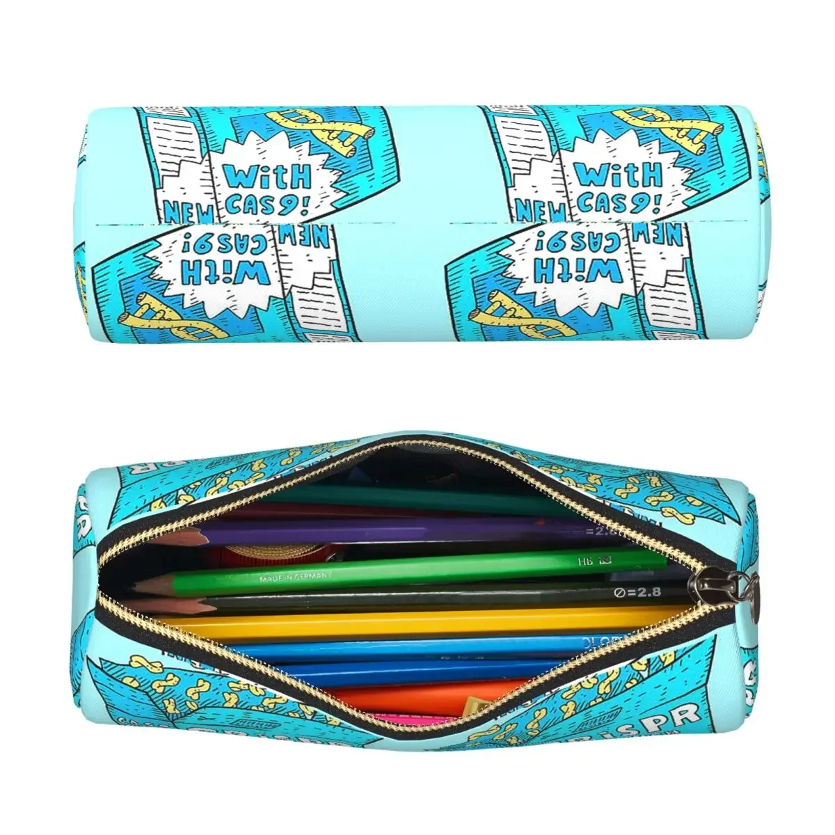 Crispr Cas9 Gene Editing Science Cereal Dna Pencil Case for Boy Girl Gifts Cylinder Pen Box Pencil Bag Pencil Pouch