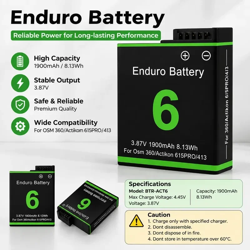 [New] for DJI Action 6 5 Pro 4 3 Battery Long Life Replacement for Osmo 360 Action Camera Rechargeable Li-ion