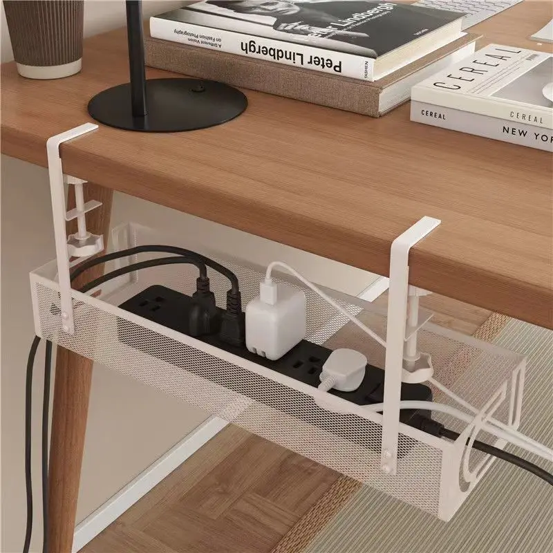 

Under Desk Cable Management Box,Wire Organizers No Drill,Router Speaker Cord Organization Tray with Clamp for Office,Home
