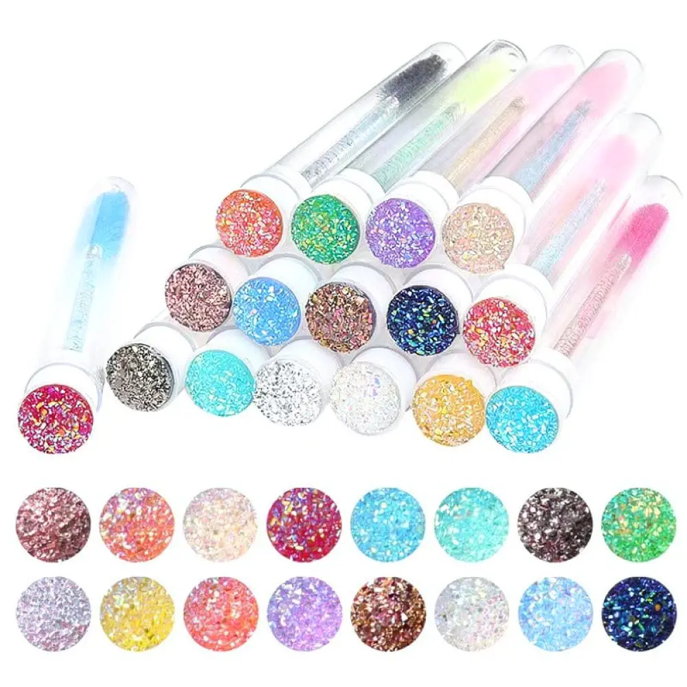 Fashion Crystal Eyelash Brush Tube Portable Rhinestone Wand Mascara Applicator Makeup Tool Professional Grooming Spoolie