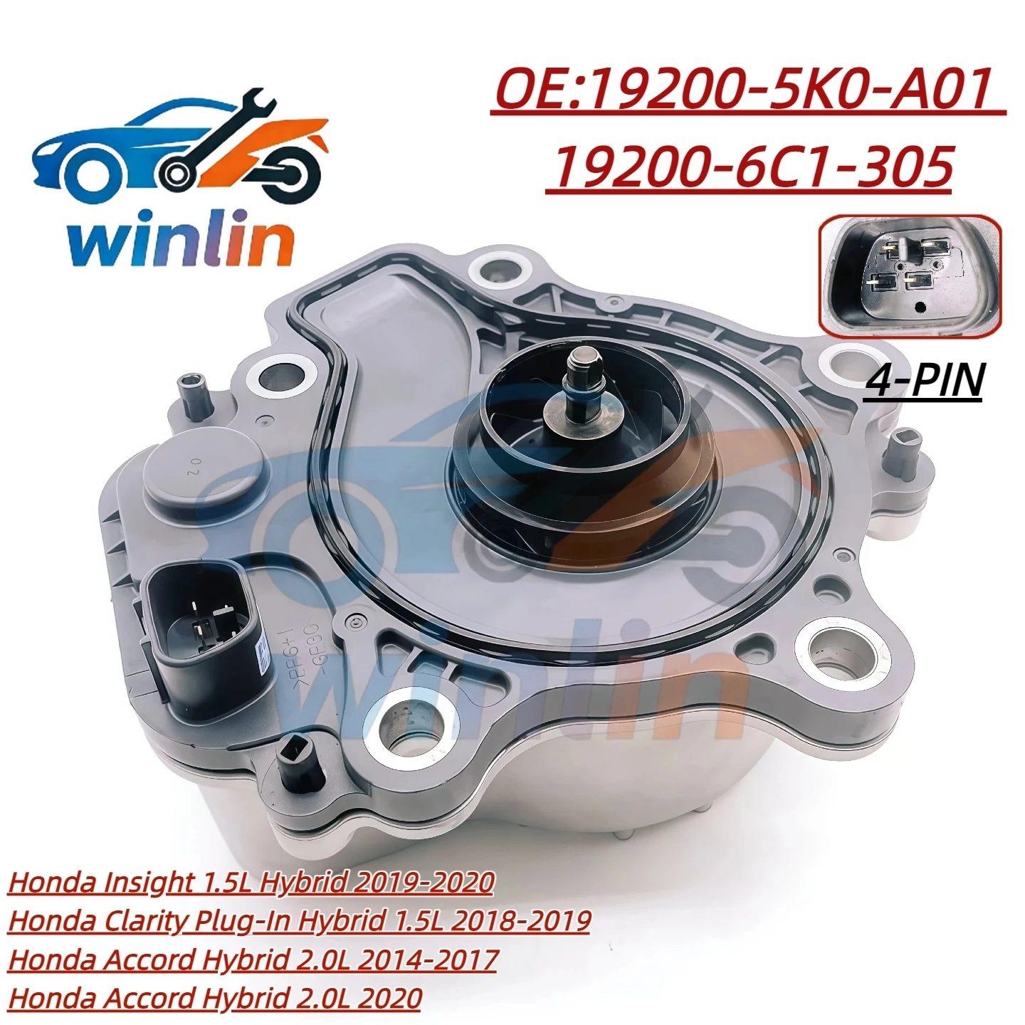 19200-6C1-305 19200-5K0-A01 192005K0A01 Electric Engine Cooling Water Pump for Honda Accord CRV Clarity Plug Insight Acura CDX