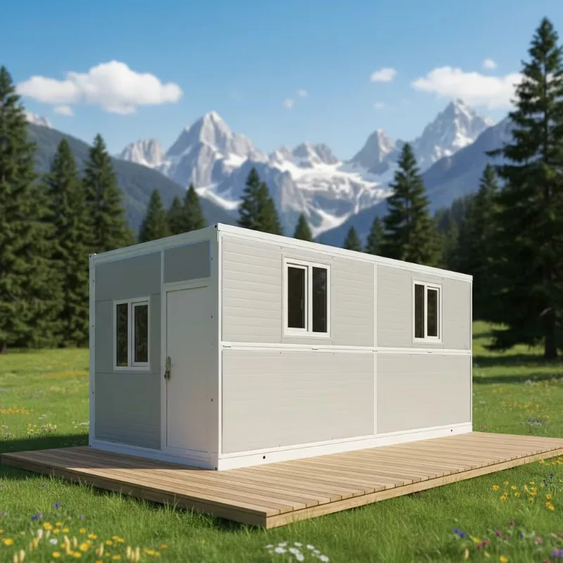 Single Layer Customizable Sandwich Panel Folding Modular Container House with Quick Module Installation for School & Hotel Use