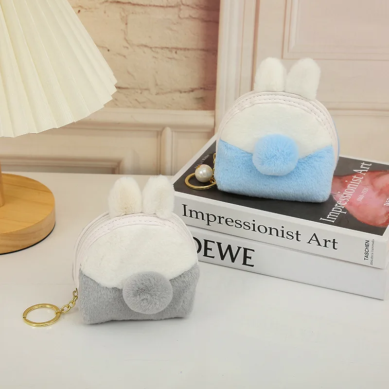 Nuovo portamonete peluche Fashione nuovo cartone animato simpatico coniglio portamonete portachiavi Boutique borsa avanzata decorare coppia morbida regalo di compleanno