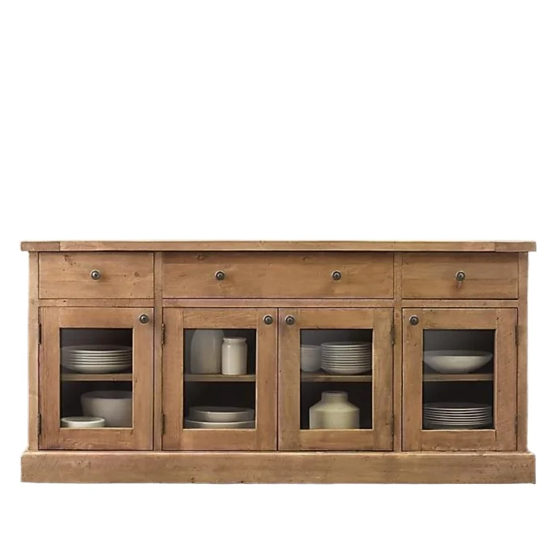 

American simple modern solid wood glass door porch cabinet American rural light luxury