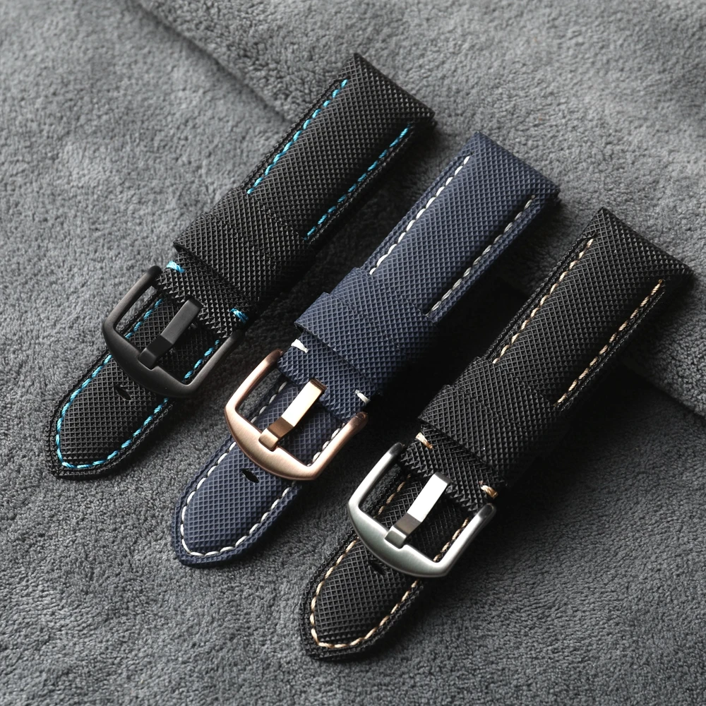 

Handmade carbon fiber black blue strap 20 22 24 26MM, suitable for mechanical watch men's bracelet, retro style Watchband