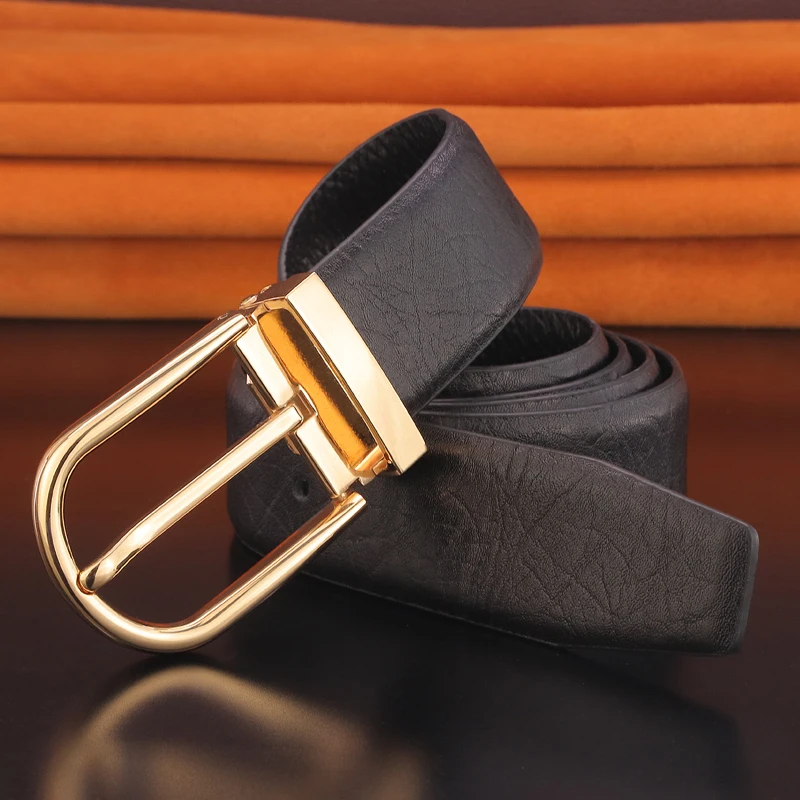 

High Quality Classic pin buckle genuine leather belt men luxury brand Formal designer full grain leather cintos masculinos B559