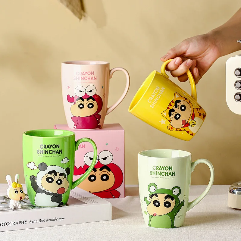 520Ml Banda Crayon Shin Chans Cartoon Large Capacity Ceramic Mug Kawaii Home Breakfast Milk Cup Cute Couple Water Cup