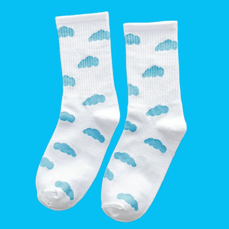 

3/6 Pairs 2024 New Spring and Autumn Cloud Women's Socks Women's Mid-tube Socks Sweat-absorbent Breathable Short Cotton Socks