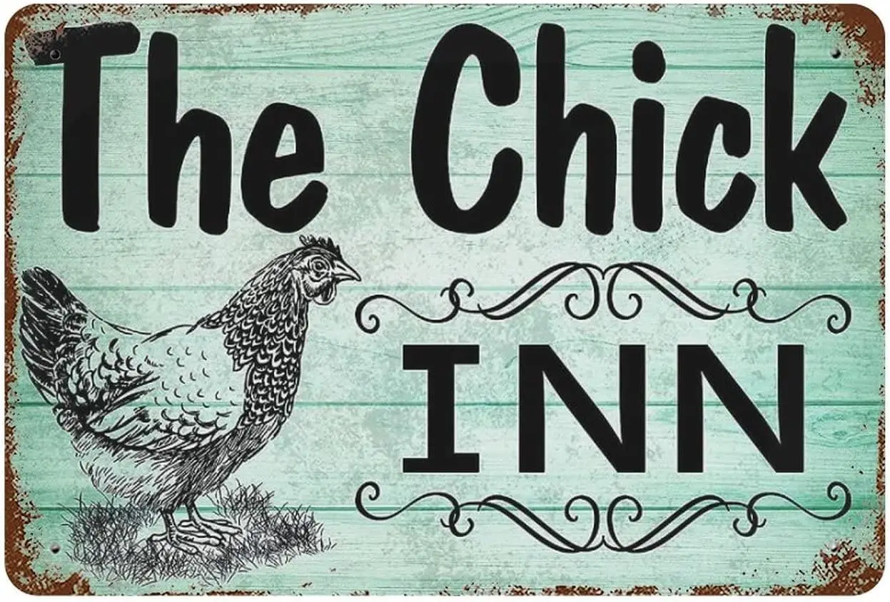 Retro Metal Tin Sign The Chick Inn Chicken Coop Rustic Hen House Farm Ranch Shopping Mall Rural Chicken Coop Tin Chicken Si sign