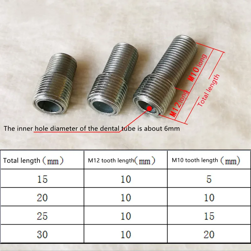 2 teile/los Äußere M12 Zu M10 Feine Zähne Adapter Schraube Hohl Zahn Rohr Eisen Gewinde Konverter Rohr Schraube DIY Werkzeug Zubehör