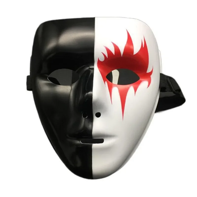 2pcs Halloween Props Masquerade Dance Performance Tiktok Full Face Mask Hand-painted White Hip-hop Men Adult HalloweenDecoration