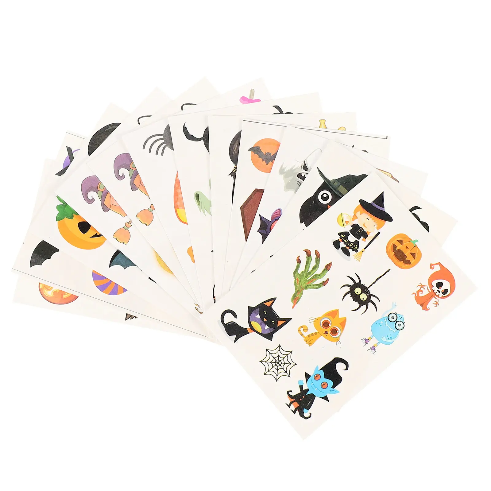 

24 Sheets Halloween Stickers Temporary Tattoos Paper Decals Kids Supplies Cartoon Decorations Safe Comfortable Design