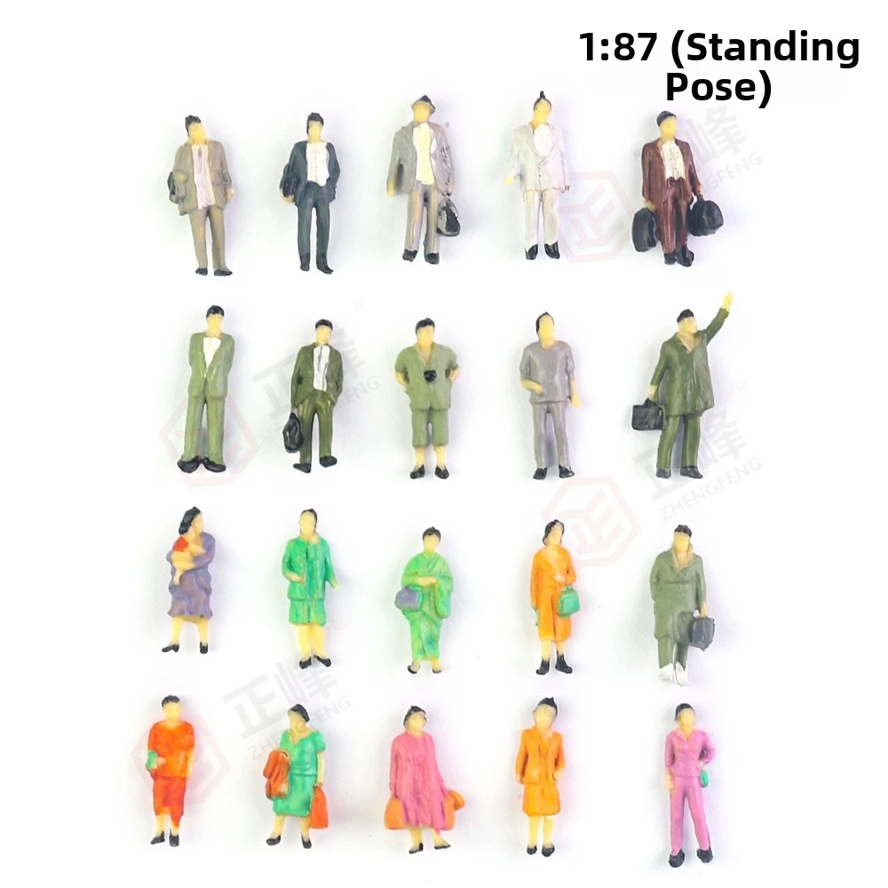 20pcs Set 1:87 Scale DIY Handmade Sand Table Model Assorted Poses Mixed Color Colored Figurine Crafts Standing People