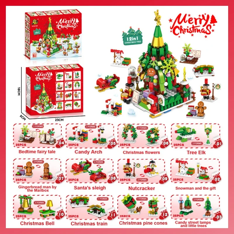 Christmas Series Building Blocks Advent Calendar Gift Box For Kid  Calendar Box Christmas Tree Bricks Model Toys Christmas Gift