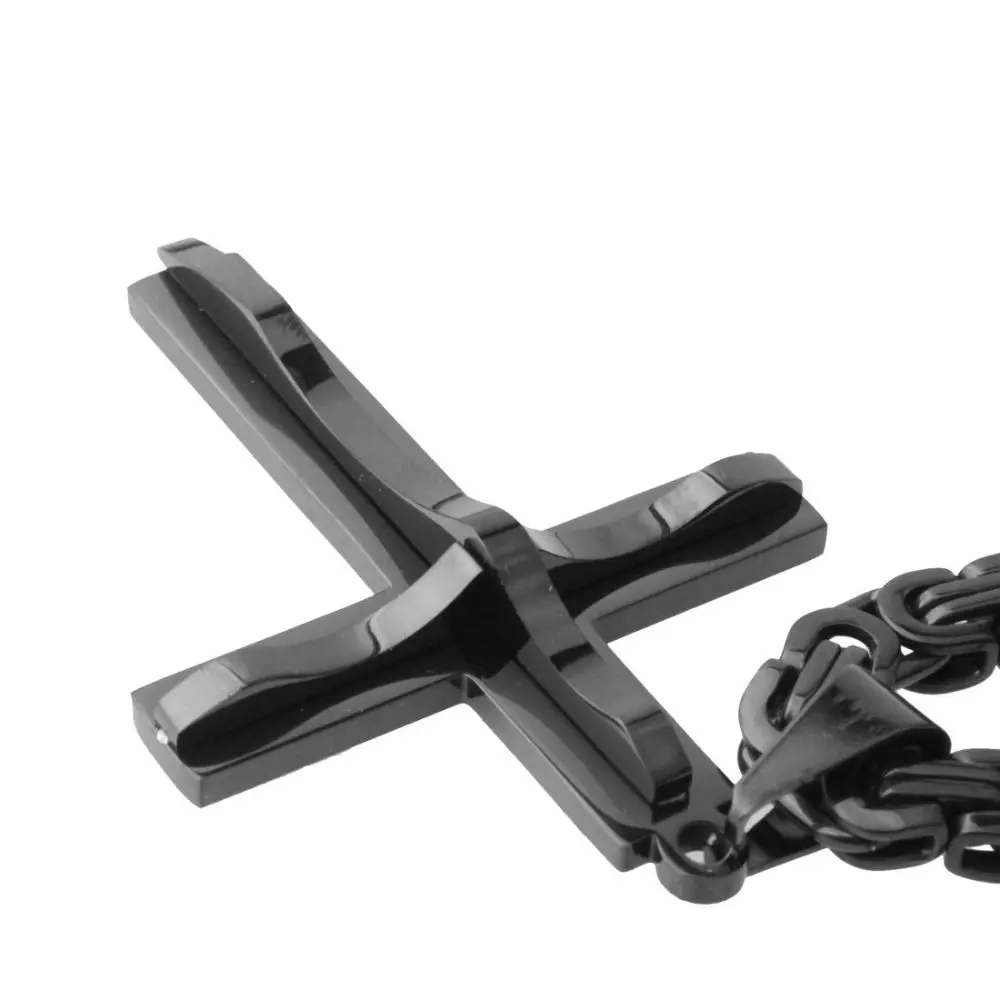 التيتانيوم الصلب الصليب قلادة الرجعية خفيفة الوزن الكاثوليكية مجوهرات اكسسوارات الفاخرة الدينية الصليب سلسلة بدلاية النساء #3