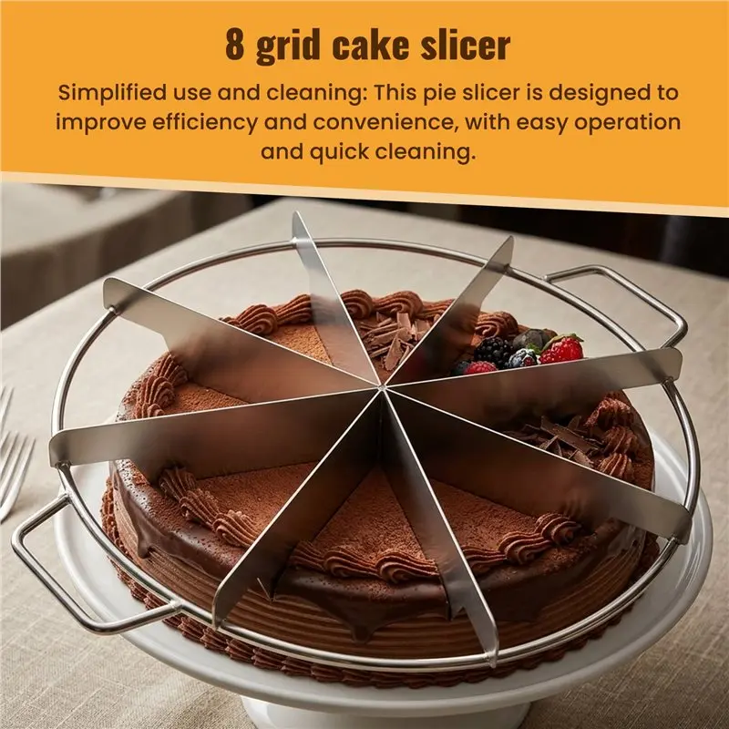 ABGG-Stainless Steel Pie Cutter 8-Slice Pie Cutter Creates Beautifully Uniform Slices Of Pie