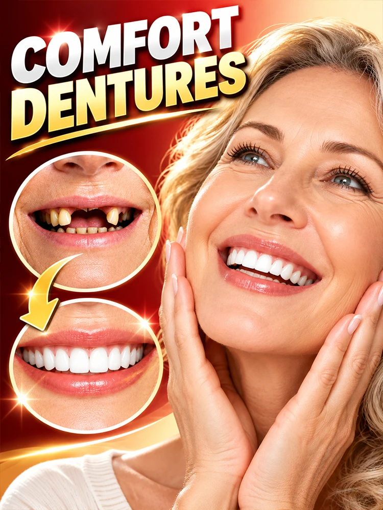 Soft Silicone Dentures Upper & Lower Teeth Set Comfortable Fit Natural Looking Smile Oral Care Accessory for Adults Seniors