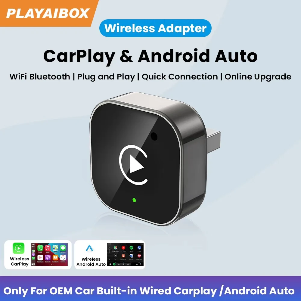 

2 в 1 проводной к беспроводному адаптеру CarPlay Android Auto для OEM автомобильной стереосистемы с USB-ключом Smart Mini Box Plug and Play 5 ГГц Wi-Fi