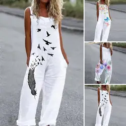 Elegant Summer Jumpsuit Comfortable to Wear Women Jumpsuit Loose Fit Flower Butterfly Lady Jumpsuit  Dress-up