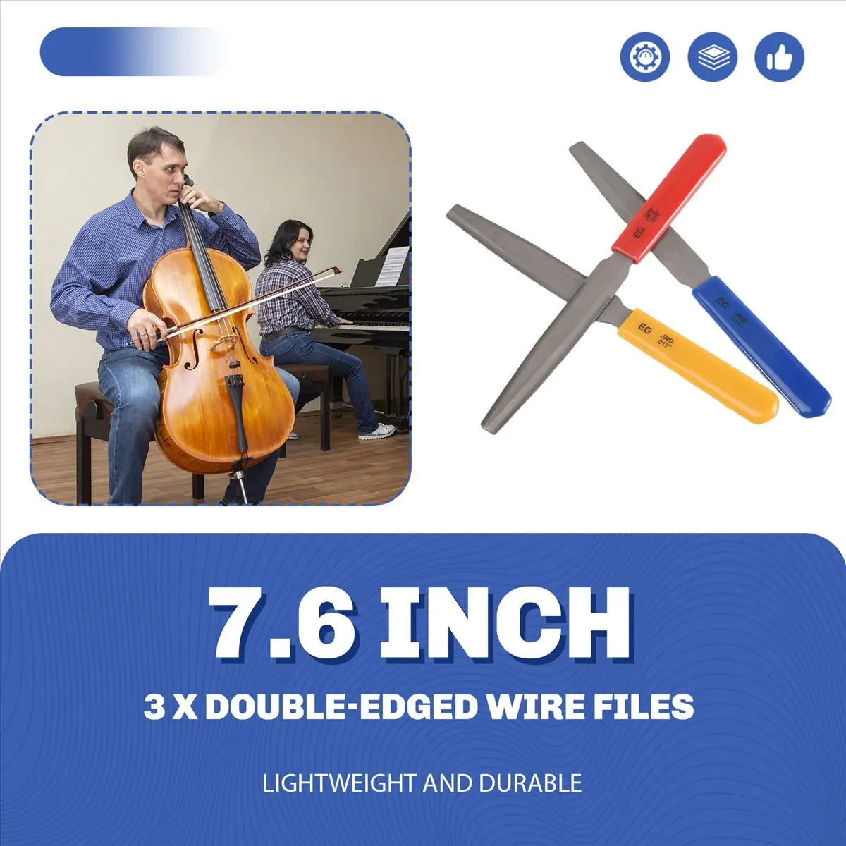 

Y166A HOT 3Pieces Tapered Guitar Nut File Nut Slotted File Set Double Edge Wire File Electric Guitar Wire Tool for ,7.6 Inches