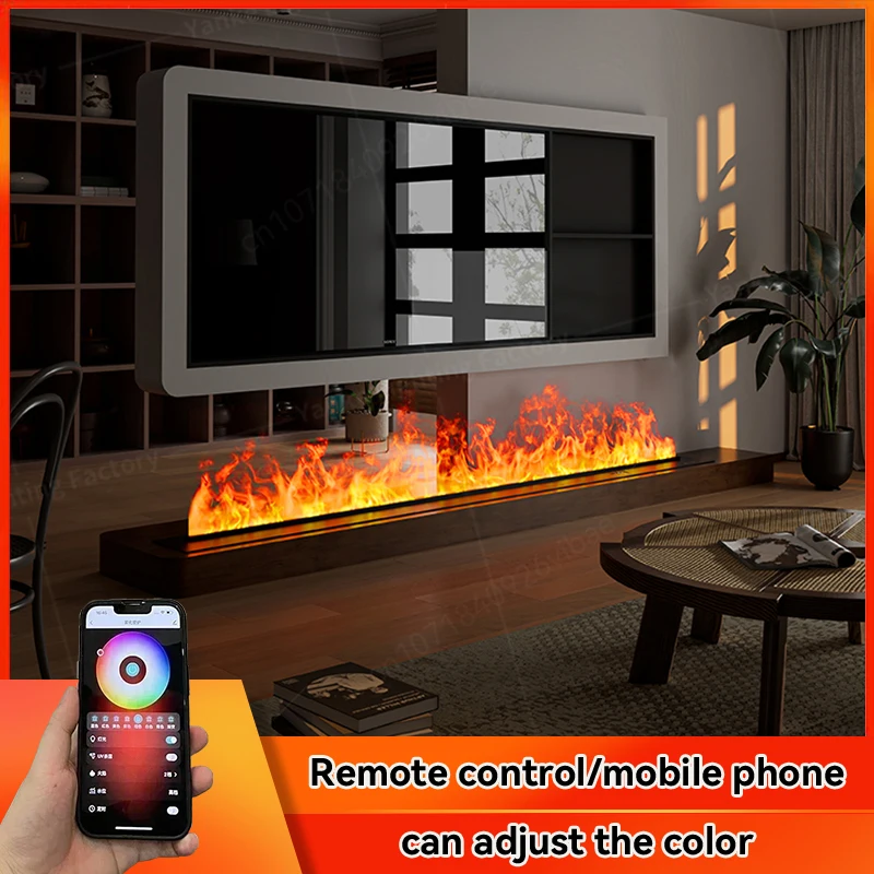 3D Wasser Elektrischer Kamin Nebelkamin Eingebetteter realistischer Nebelflamme Fernbedienung APP Innendekoration Dampfkamin