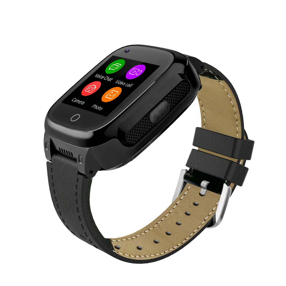 4G leather band waterproof wristwatch smart bracelet smart watch for elder people