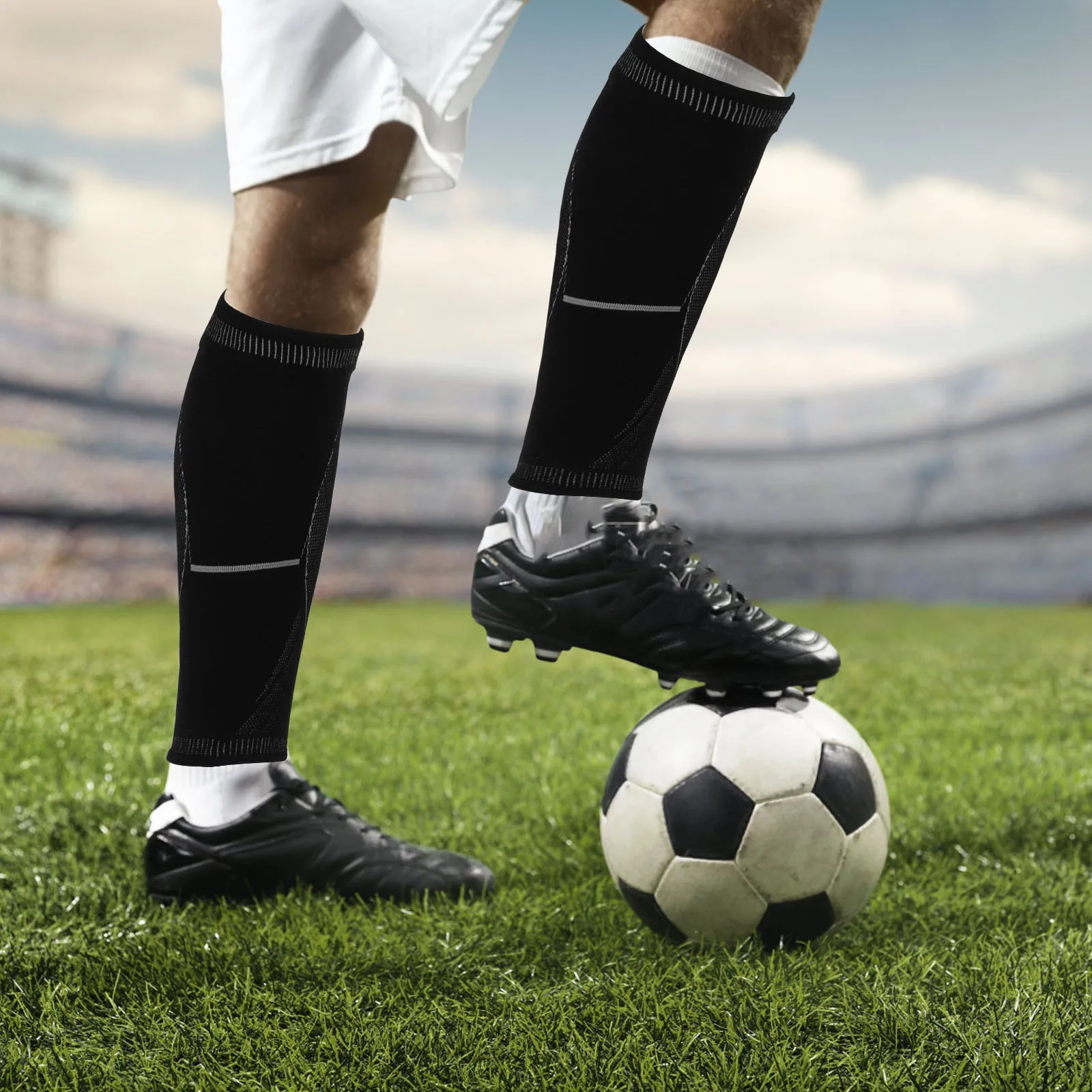 

2pcs Compression Calf Sleeves Nylon Breathable Thermal Sports Socks Sweat Absorption Leg Sleeve For Outdoor Running Climbing