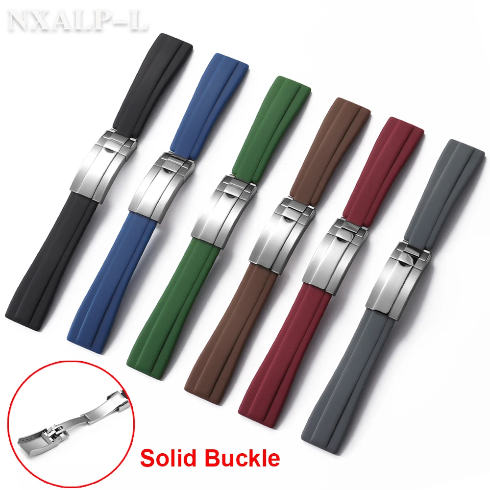 

Силиконовый ремешок для часов 20 мм для Rolex DAYTONA SUBMARINER GMT Yacht-Master, резиновый ремешок для браслета с водным призраком, складная пряжка