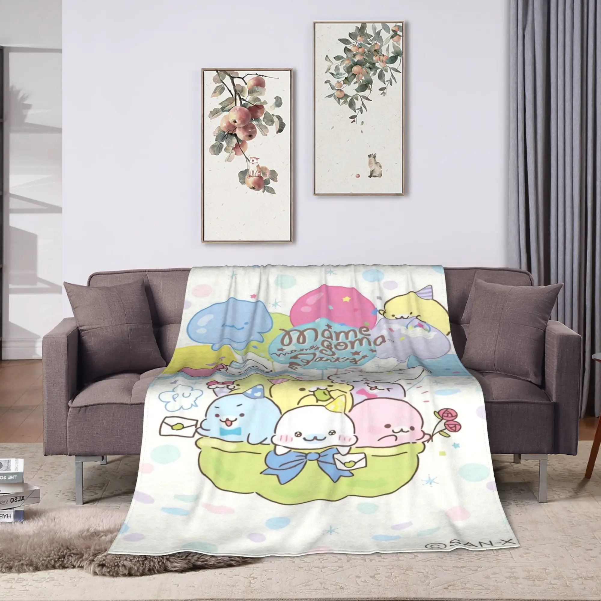 Soft Blanket Picnic CUTE M-Mamegoma Seal Anime Throw Blanket  Flannel Bedspread For Couch Chair Sofa Bed Street Sofa Bed Cover