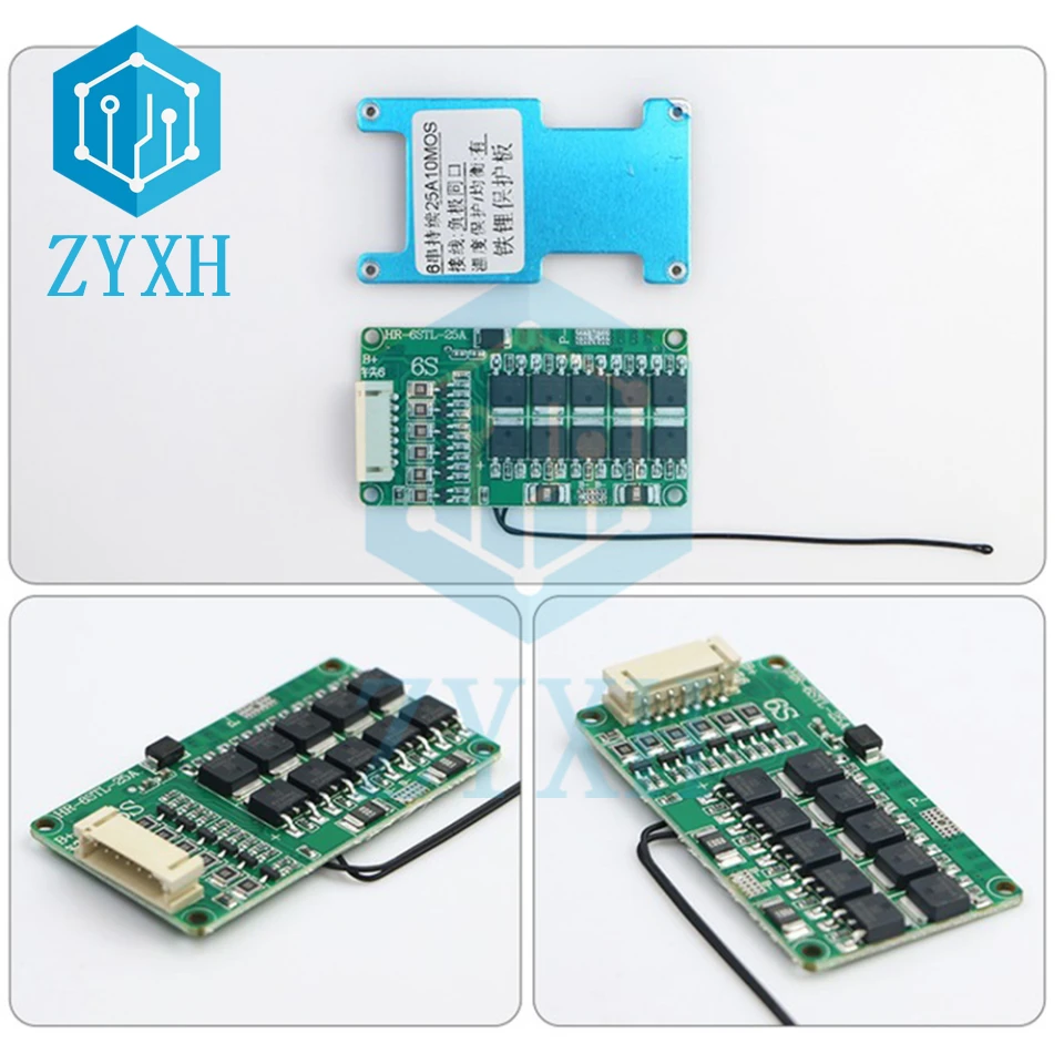 Balanced BMS 6S 21.9V 19.2V 25A 20A 15A LiFePO4 Battery Charge Board Common Port NTC Temperature Protection For Ebike Escooter