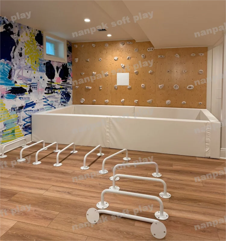 

Custom White Colored Kids Playroom for Gym Foam Block Ball Pit Money bar Rope Indoor Climbing Wall Rock Child Rock Climbing Wall