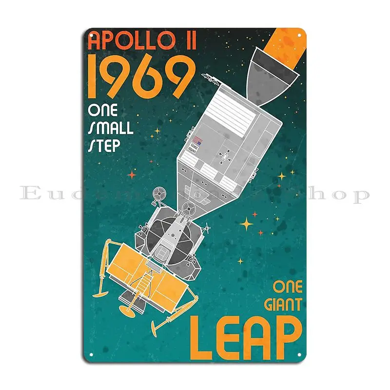 Apollo 11 One Giant Leap Retro Metal Sign Designing Bar Cave Garage Plaques Design Tin Sign Poster