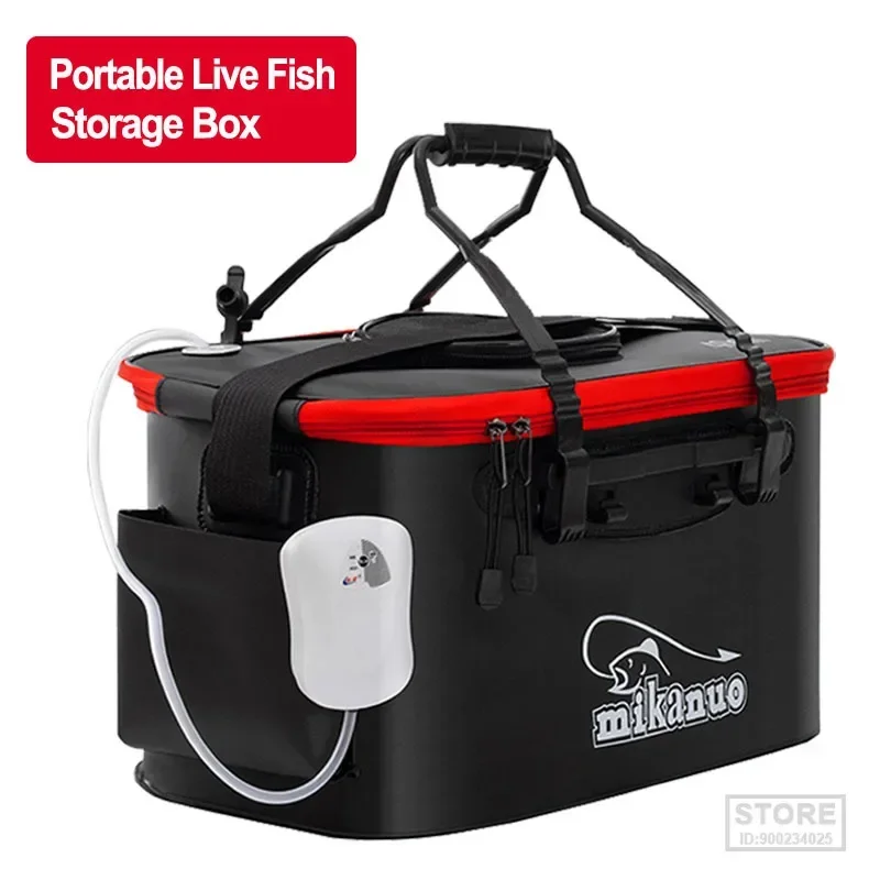 Shoulder Multifunction Fishing Bag Portable Fold Live Fish Storage Box With Oxygen Pump Bucket Tackle Outdoor Fishing Equipment