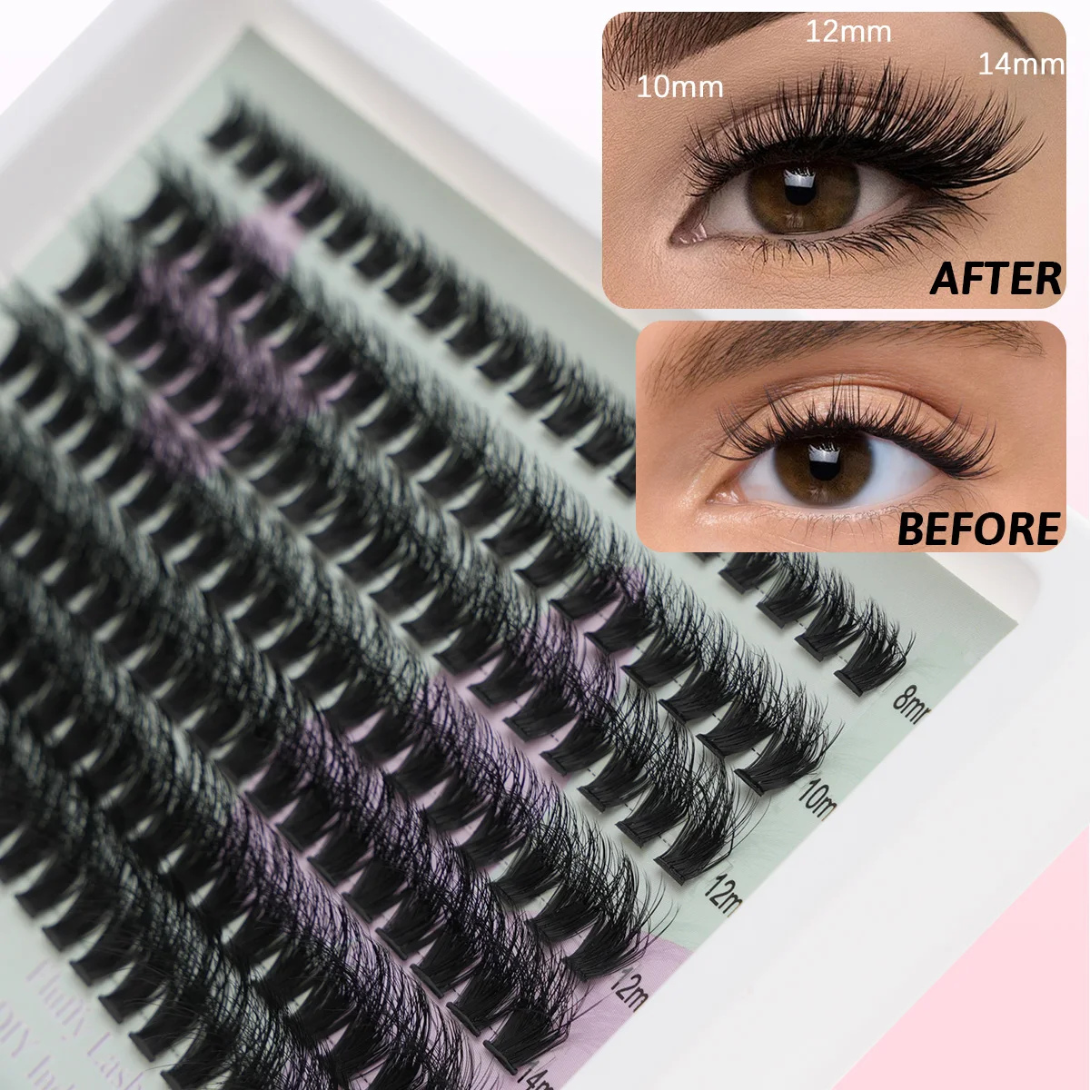 DIY Individual Lashes 80D/100D Mink Eyelashes 3/14 Rows Natural Eyelash Extension Individual Eyelash Cluster Makeup Tools