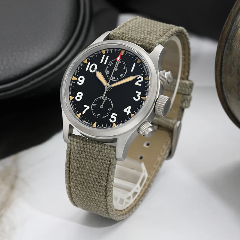 Militado ML1868KF Retro VK67 Quarz-Chronographenuhr, Edelstahlgehäuse, 3 Zifferblätter, wasserdicht, 100 m, Multifunktions-Militäruhr – Detail 27